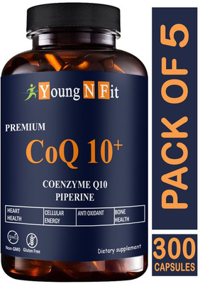 Young N Fit 120mg Coenzyme Q10 Capsules with Piperine Supplement for Heart Health (YNF241)Pro(5 x 60 Capsules)