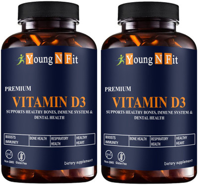 Young N Fit Plant Based Vitamin D3 K2 MK7 Supplement Veg (YNF138)Ultra(2 x 60 Capsules)