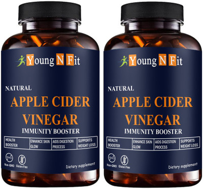 Young N Fit Apple Cider Vinegar Capsule with mother for Weight Loss, (YNF96)Ultra(2 x 60 Capsules)