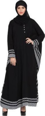 ava enterprises Crepe Solid Abaya With Hijab(Black)