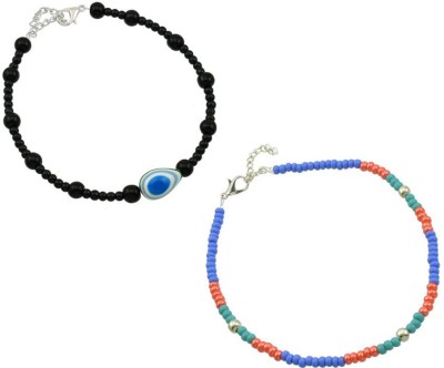 HIGH TRENDZ Combo pack of 2 Single Leg Beads Alloy Anklet(Pack of 2)