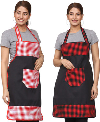 JMI Cotton Chef's Apron - Free Size(Multicolor, Pack of 2)