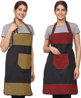 JMI Cotton Chef's Apron - Free Size(Multicolor, Pack of 2)