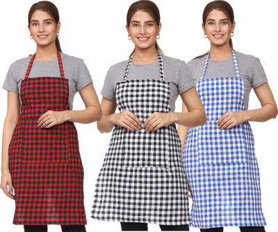 JMI Cotton Chef's Apron - Free Size(Multicolor, Pack of 3)