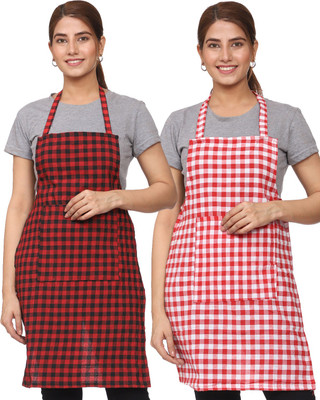 JMI Cotton Chef's Apron - Free Size(Multicolor, Pack of 2)