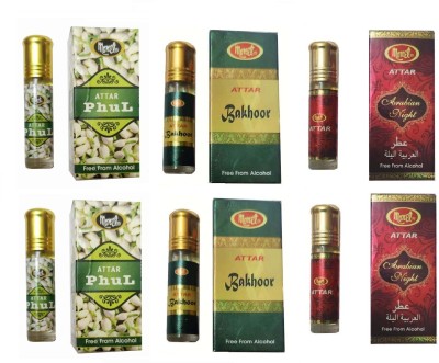 MONET 2 attar phul attar & 2 attar bakhoor attar & 2 arabian night attar.8 ml each,pack of 6. Floral Attar(Floral)