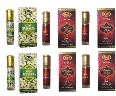 MONET 2 attar phul attar,& 4 arabian night attar ,8 ml each,pack of 6 Floral Attar(Floral)