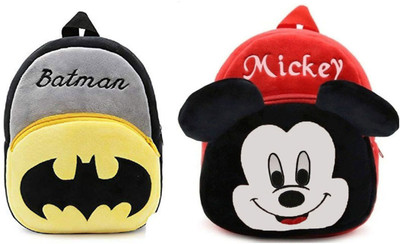 A Little Swag AVK_Combo of 2 grey batman, red mickey_706 10 L Backpack(Multicolor)