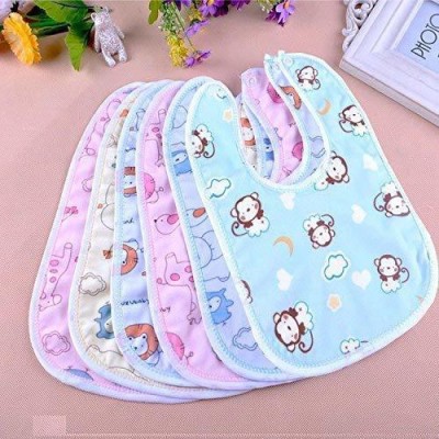 Baby Desire Waterproof Newborn Baby Bibs in Cotton Baby Apron for 0-9 Months - Set of 6 Pieces (Print May Vary)(Multicolor)