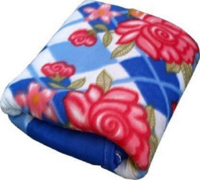 KARNIMAA Floral Single Fleece Blanket for  AC Room(Polyester, Blue)