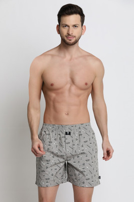 VAN HEUSEN Men Grey Printed Elasticized Waistband Printed Boxer Shorts Printed Men Boxer