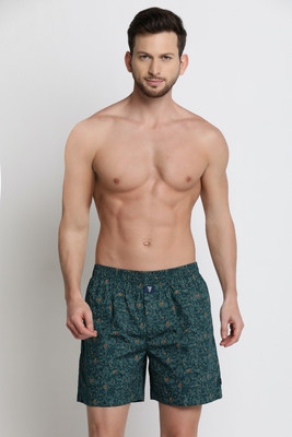 VAN HEUSEN Men Green Printed Elasticized Waistband Printed Boxer Shorts Printed Men Boxer