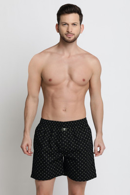 VAN HEUSEN Men Black Printed Elasticized Waistband Printed Boxer Shorts Printed Men Boxer