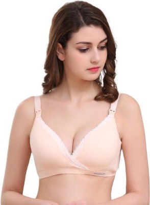 MOMISY Feeding bra Peach 42B Women Maternity/Nursing Lightly Padded Bra(Beige)