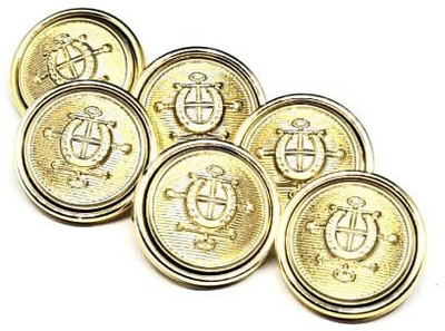 REENA Light Golden Anchor Champaigne Color 6 pc Fancy Synthetic Resin PVC Material Button Designer Buttons for Coats Shirts Blazers (Light Golden Anchor Champaigne Color 6 pc) Metal Buttons(Pack of 6)