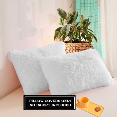 PICKKART Fur Pillows Cover(Pack of 2, 68 cm*42 cm, White)