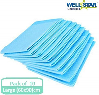 Wellstar Underpads 10 Sheets 60X90Cms Adult Diapers - L(10 Pieces)
