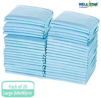 Wellstar Disposable Underpad Sheet (Pack of 20 Pcs, Size: 60x90 cms, Color-Blue) with super absorbent polymer Adult Diapers - L(20 Pieces)