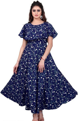 NAKSH ENTERPRISES Flared/A-line Gown(Blue)