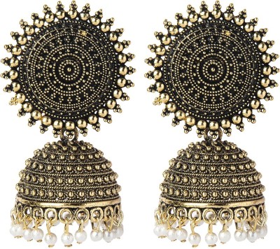 Shining Jewel Shining Jewel Gold Plated Antique Traditional Ethnic Jhumka With Pearls Earrings for Women (SJ_1895) Brass Jhumki Earring