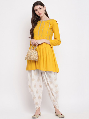FabRasiya Women Kurta Dhoti Pant Set