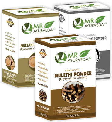 MR Ayurveda Mulethi Powder, Multani Mitti Powder & Kaolin Clay Powder for Skin - Pack of 3(300 g)