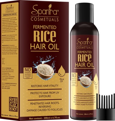 Spantra Fermented Rice Hair Oil, Restores Hair Vitality, Protects Hair From UV Exposure, Promotes Hair Growth , Paraben and Sulphate Free, 200ml - With Deep Root Applicator Hair Oil(200 ml)