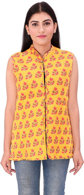 rajeraj Sleeveless Floral Print Women Jacket