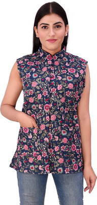 rajeraj Sleeveless Floral Print Women Jacket