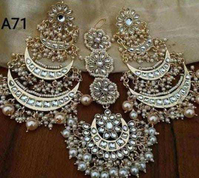 abdur raheem Alloy Gold-plated White Jewellery Set(Pack of 1)