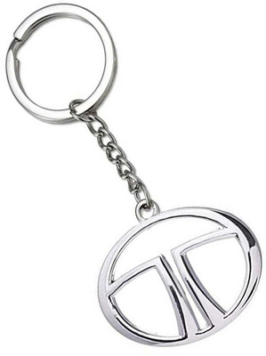 Auto E-Shopping Tata Logo Double Ring Metal Finish Key Chain Ring for Bike Car Home Locking Key Chain