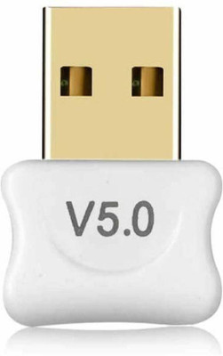 RuhZa Bluetooth Dongle 5.0 Mini USB Bluetooth Adapter Plug and Play,5.0 USB Bluetooth Dongle Receiver,Gold Plated, for Laptop PC Computer Supports Windows 10 8 7 Vista XP 32/64 Bit Combo Set(White)