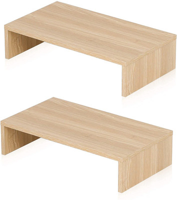 UniAart Uniaart 2 Pack Monitor Stand Riser 16.7 Inch Dual Monitor Riser (set of 2) Wooden Desk Stand Rotatable Laptop Stand Compatible with Universal Laptops(Beige)