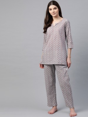 DIVENA Women Floral Print Grey Top & Pyjama Set