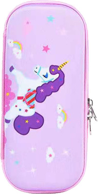 SYGA PencilCase-DoubleLayer-StyleNine Unicorn Art Canvas Pencil Box(Set of 1, Pink)