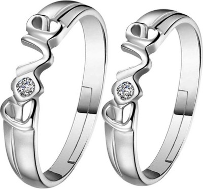 TANISHKA CREATIONS Couple Ring Love / Best valentine Gift for your love ones Steel Silver Plated Ring Set