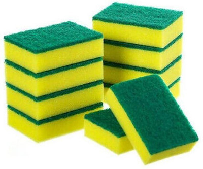 EKDANT CREATIONS RAMESTH GREEN YELLOW SCRUBBER,PACK OF 10 Scrub Sponge(Regular, Pack of 12)