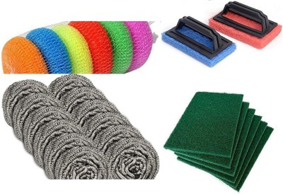 s.m.mart All purpose Cleaning Combo (12 steel wool, 6 nylon scrub, 2 tile scrub, 6 green scrub ) Scrub Pad(Regular, Pack of 20)