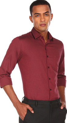 ARROW Men Self Design Formal Red Shirt