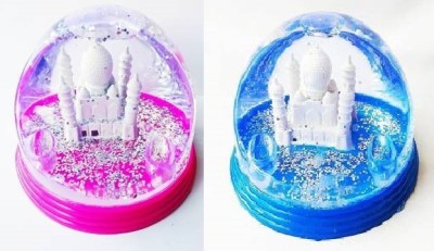 TANISHKA CREATIONS Combo Pack of Taj Mahal Showpiece in Water and Gilletrs - Pink & Blue ( Pack of 2 Showpiece ) Decorative Showpiece  -  9 cm(Plastic, Multicolor)