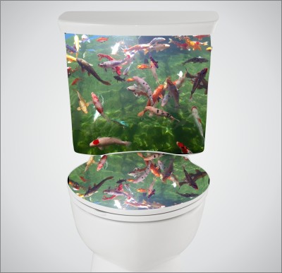 Divine studio 38 cm Fish pond Toilet Seat Sticker ( Size :- 38 X 33 cm )GDDS01 NEW Self Adhesive Sticker(Pack of 1)