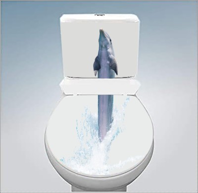 Decoration Designs 38 cm Fish drop Toilet Seat Sticker ( Size :- 38 X 33 cm ) Self Adhesive Sticker(Pack of 1)