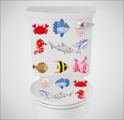 Decoration Designs 38 cm Fish & any animal Toilet Seat Sticker ( Size :- 38 X 33 cm )GDDS53 NEW Self Adhesive Sticker(Pack of 1)