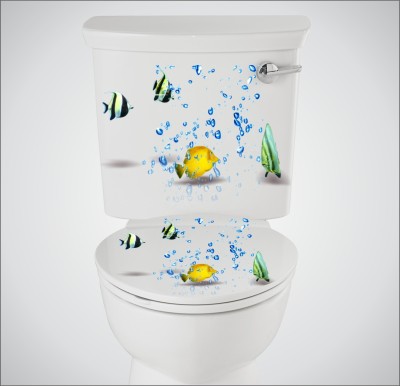 Decoration Designs 38 cm Fish drop Toilet Seat Sticker ( Size :- 38 X 33 cm )GDDS25 NEW Self Adhesive Sticker(Pack of 1)