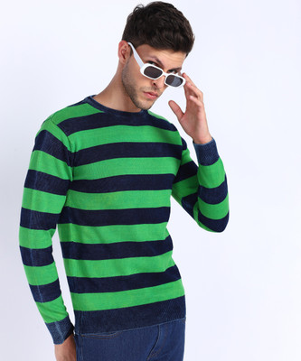EASIES BY KILLER Woven Round Neck Casual Men Green, Dark Blue Sweater