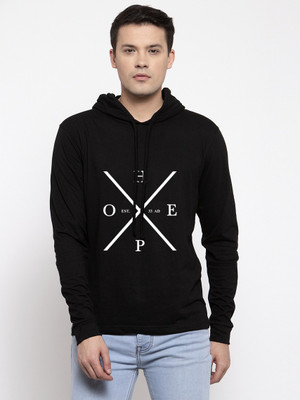 FRISKERS Typography Men Hooded Neck Black T-Shirt