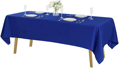 Ashgobs Solid 4 Seater Table Cover(Blue, Polyester)