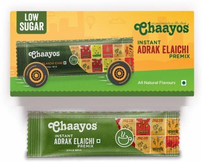 Chaayos Instant Tea Premix - Low Sugar - Adrak Elaichi Flavour (5 Sachets) | Masala Tea Powder | Masala Chai | Premix Ready Mix Tea | Assam Tea | Desi Chai | Flavoured tea | Tea Mix Ginger Instant Tea Box(60 g)