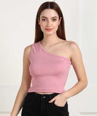 Rock Paper Scissors Casual Solid Women Pink Top