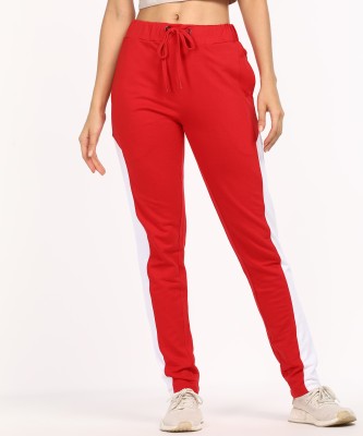 FLYING MACHINE Colorblock Women Red Track Pants